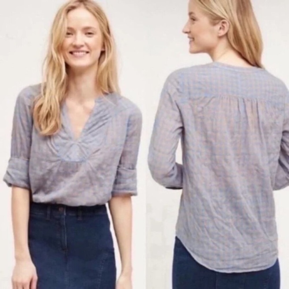 Anthropologie Holding Horses Devon Gingham Tunic Blouse
